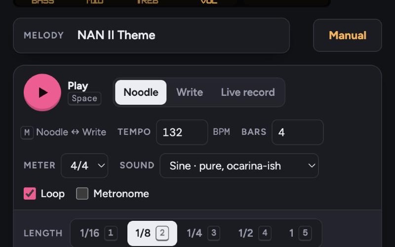 Melody Cartridge with the NAN II Theme loaded