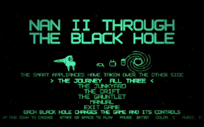 The title screen of NAN II Through The Black Hole